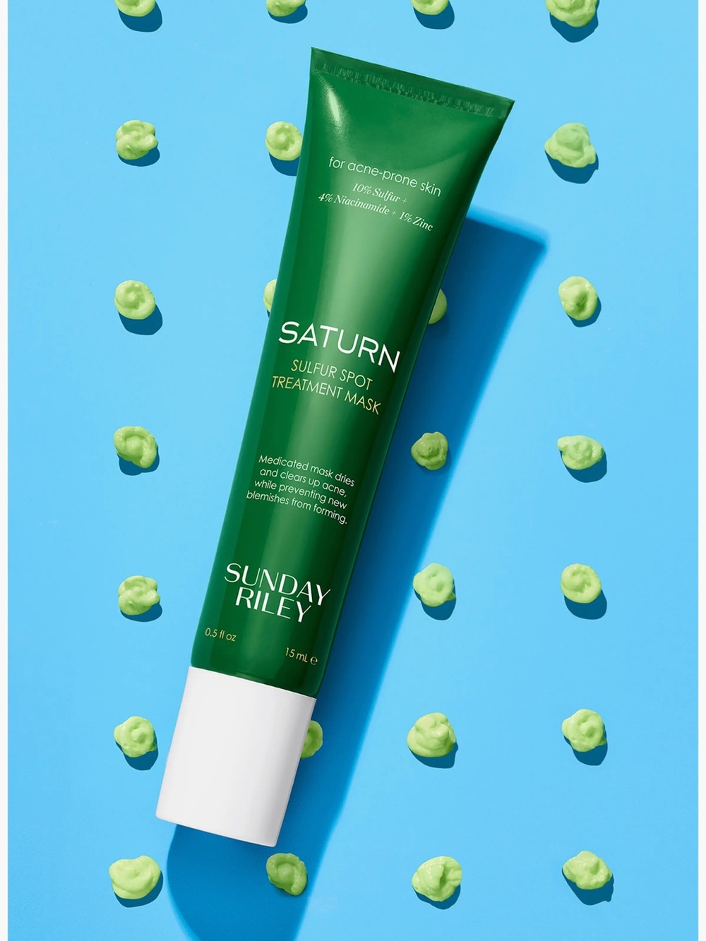Sunday Riley Saturn Sulfur Spot Treatment Mask - Green and White Tube